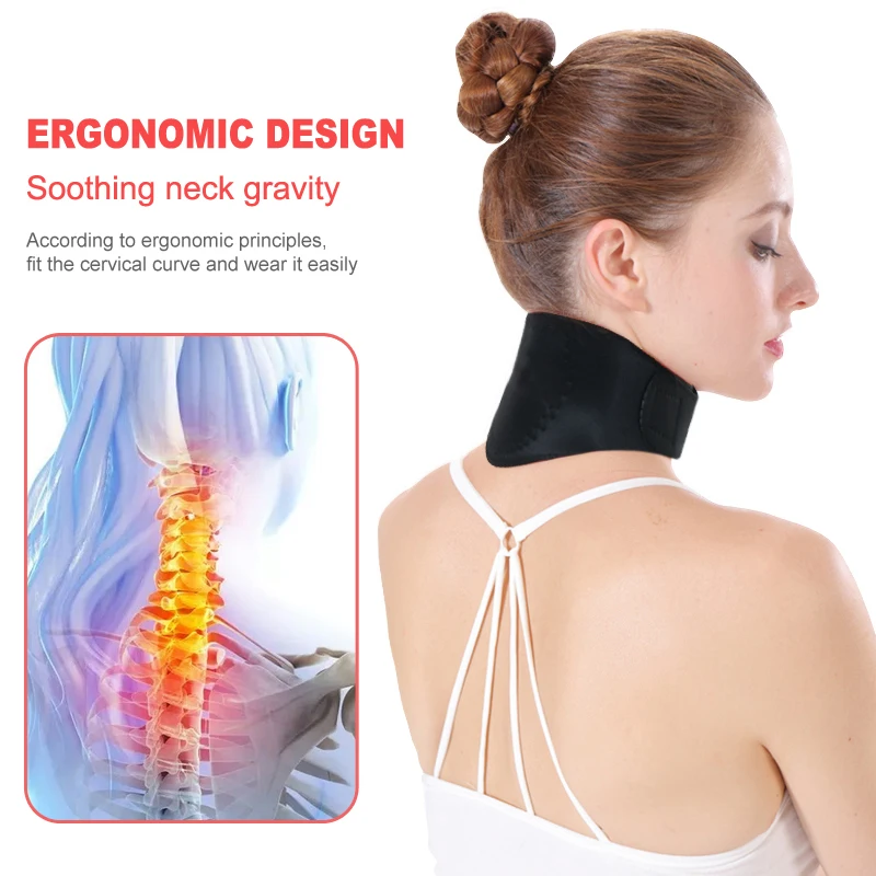 Self-Heating Tourmaline Neck Collar Magnetic Therapy Support Belt Brace for Cervical Spine Pain Relief Neck Massager Health Care