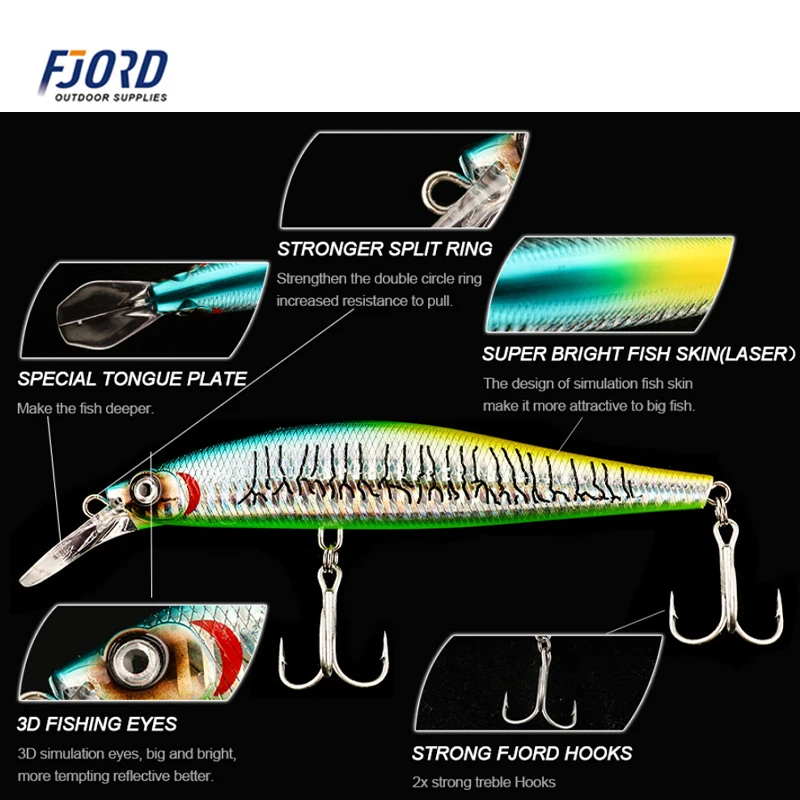 FJORD 130mm 52g Sinking Fishing Lures Fake Sea Crankbait Whopper Plopper Artificial Mid-water Bait Summer Ocean Fishing Supplies