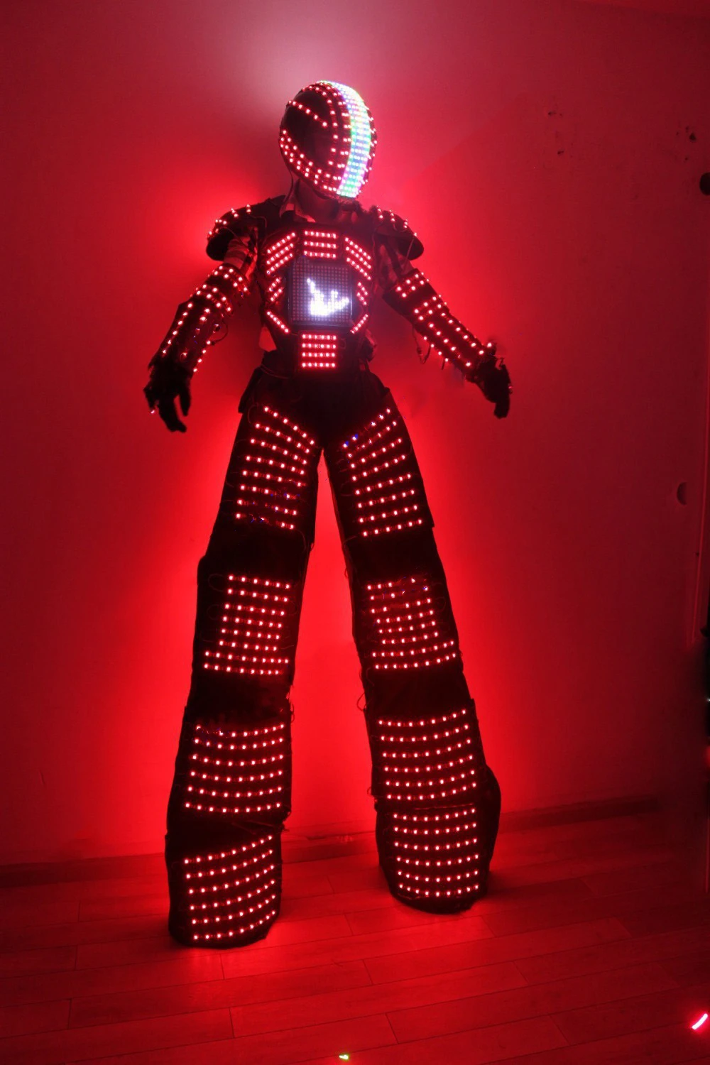 LED David Guetta Kryoman LED Robot suit with LED screen in Chest and Digital LED helmet luminous/illuminated/glowing costumes