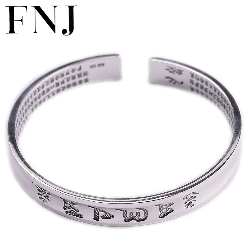 

FNJ 990 Silver Lover' Duddha Bangle for Women Men Jewelry 100% Original S990 Sterling silver Bangles Good Luck