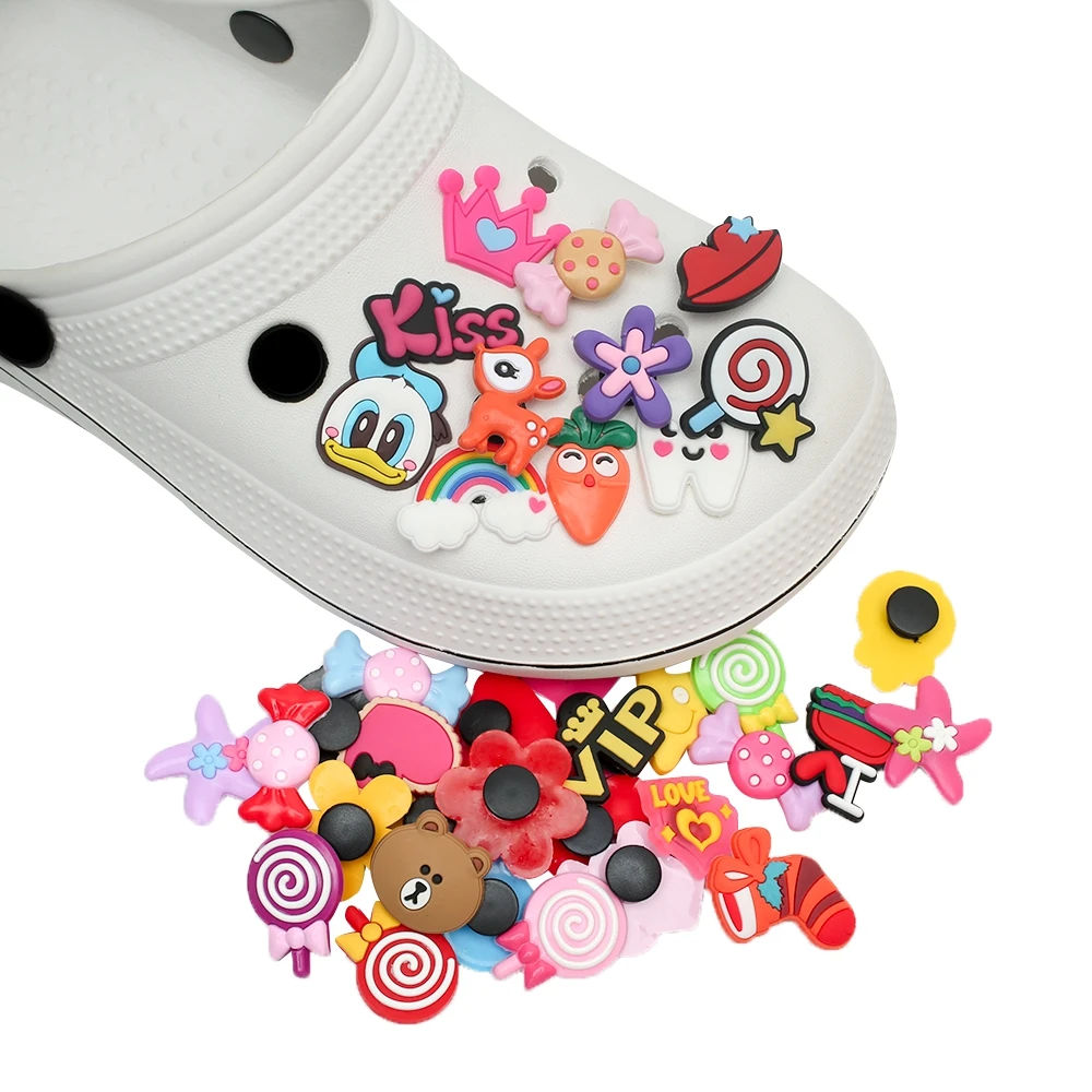 1pc Candy Ice Cream Cakes PVC Shoe Charms,Shoe Buckles Accessories Fit Bands Bracelets ,Kids Party X-mas Gifts