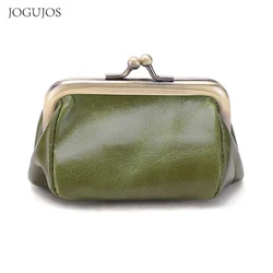 JOGUJOS Fashion Girl Genuine Leather Small Wallet Women Coin Purse Metal Hasp Money Coin Purse Mini Wallet Bag Red Money Bags