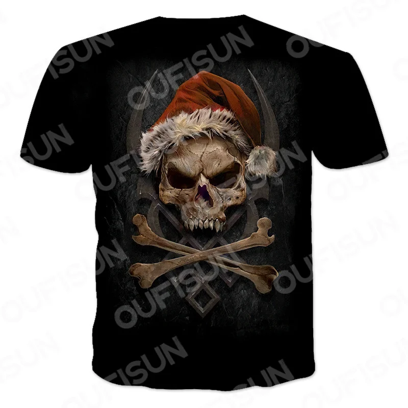 Summer Motorcycle Print Men\'s T-shirts Hip Hop Skulls Motor Streetwear Loose Short Sleeve Tops Punk Tee Shirts Men Clothing 6XL