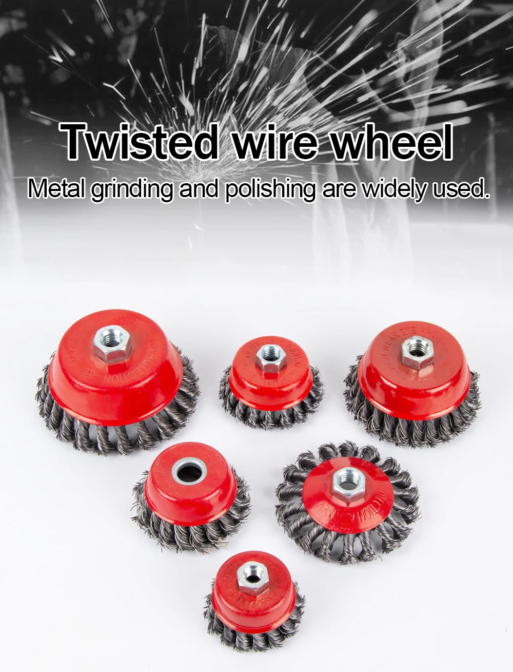 1pc M14 M10 schraube Twist Knoten Draht Rad Tasse Pinsel Für Winkel Grinder Stahl Draht & Legierung Metalle Verdreht & gewellt Draht Bürsten – Detail 1
