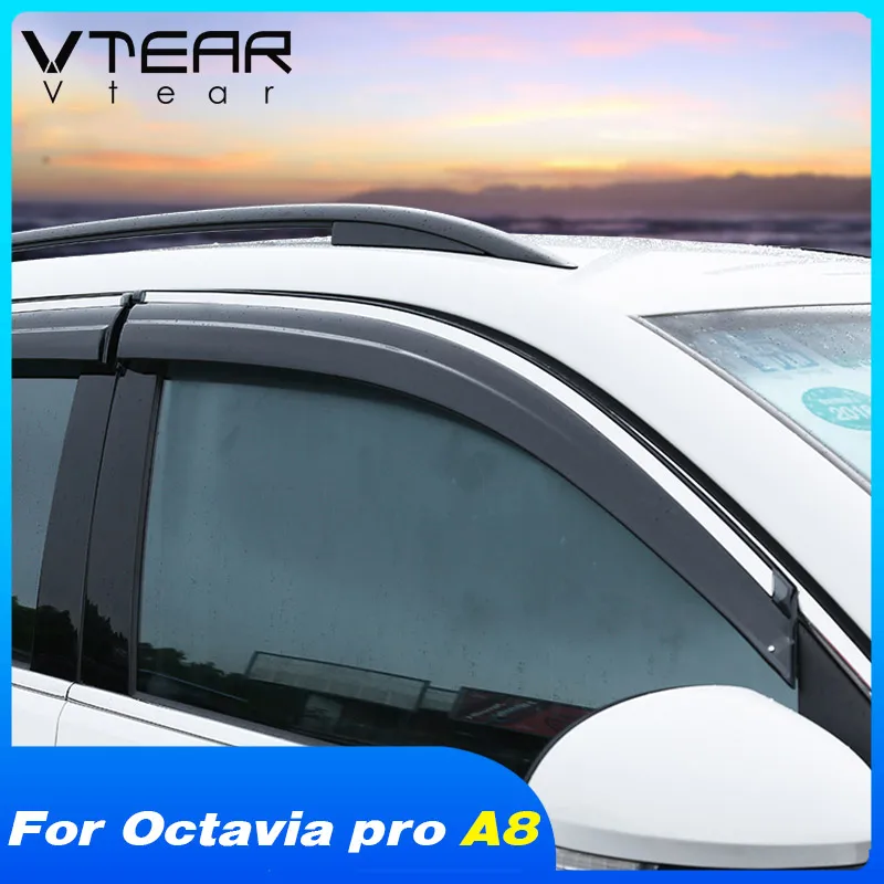 

Vtear Car Window Visor Decoration Side Anti-Rain Deflectors Sun Guard Cover Exterior Accessories Parts For Skoda Octavia Pro A8