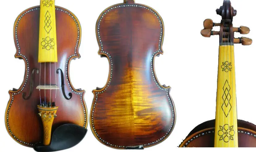 

Baroque style left SONG art inlay shell electric & acoustic violin 4/4 #11113