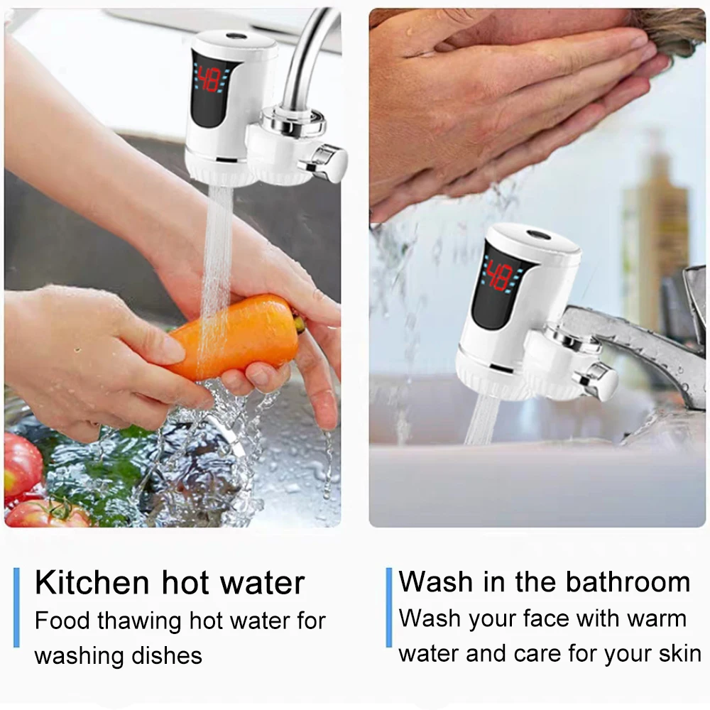 Kitchen Electric Water Heater Tap Instant Hot Water Faucet Heater Cold Heating Faucet Tankless Instantaneous Water Heater