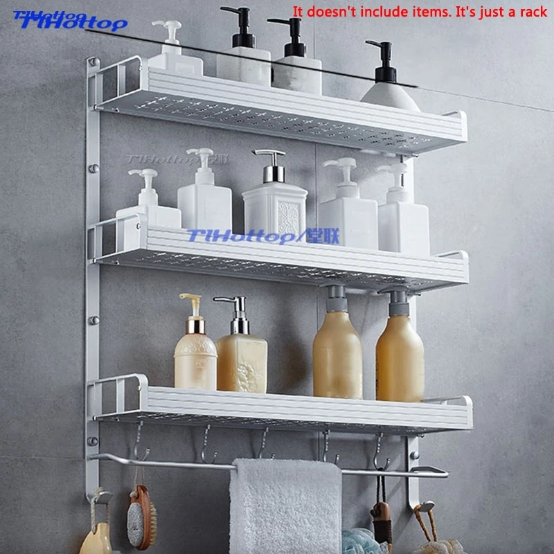 Square three 60  Aluminum Bathroom Shelf Shower Shampoo Soap Cosmetic Shelves Bathroom Accessories Storage