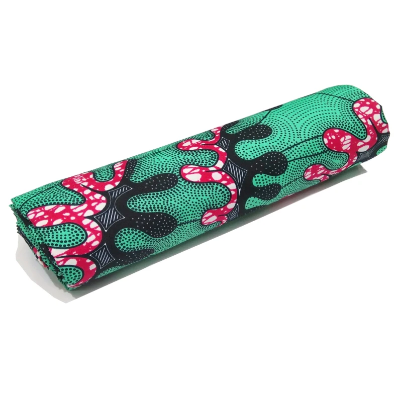 Tela de poliéster con estampado de cera para mujer, tejido de costura con patrón de cuadrícula cruzada Africana Ankara, para vestido de fiesta, ropa, materias primas, 6 yardas