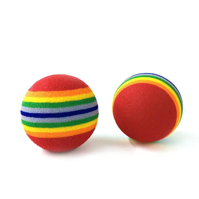 1Pc Colorful Pet Toy Balls Rainbow Foam Ball Interactive Cat Toys Chewing Rattle Scratch Natural Foam Ball Training Pet Supplies