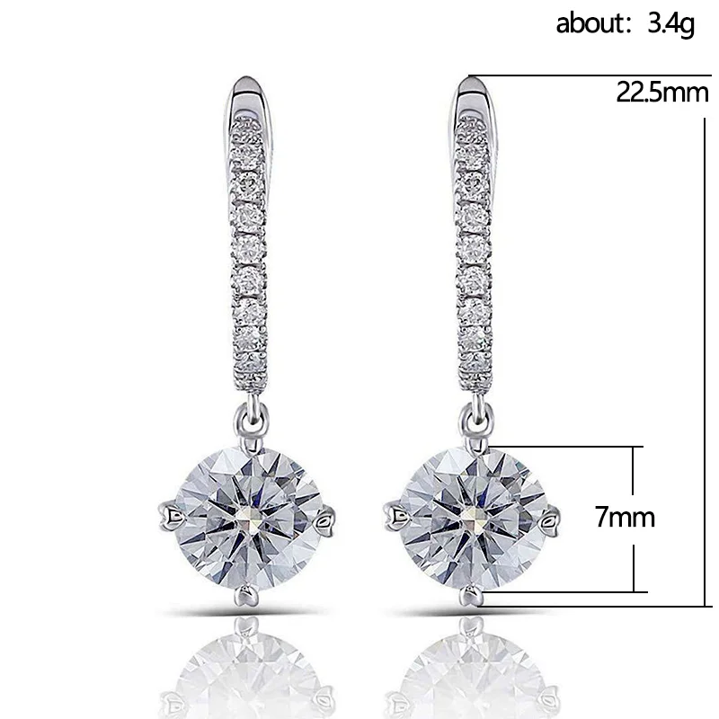 Huitan Luxury Fashion Cubic Zirconia Dangle Earrings for Women Elegant Bridal Engagement Wedding Accessories Simple Hot Jewelry view 6