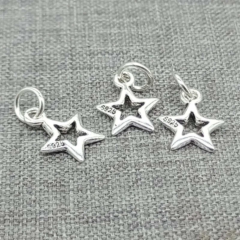 

12 Pieces 925 Sterling Silver Small Pentagram Star Charms for Bracelet Necklace