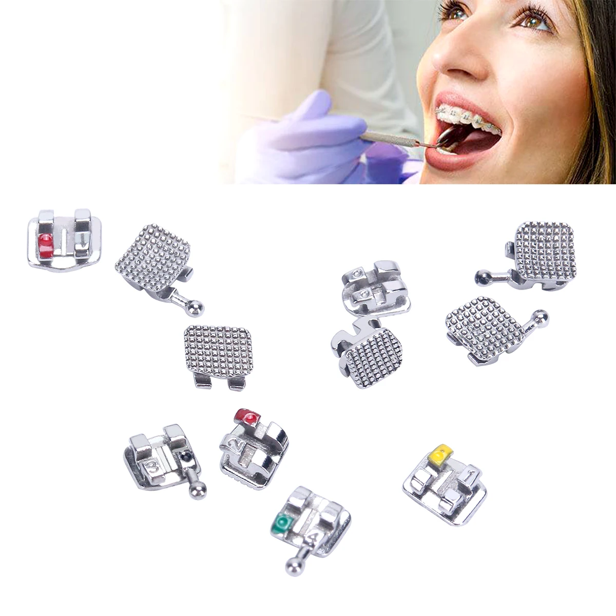 400 teile/schachtel AZDENT Dental Halterung Kieferorthopädische Zahnspangen MIM Monoblock Mini Roth 0,022/0,018 Haken 3 4 5 Zahnmedizin – Detail 4