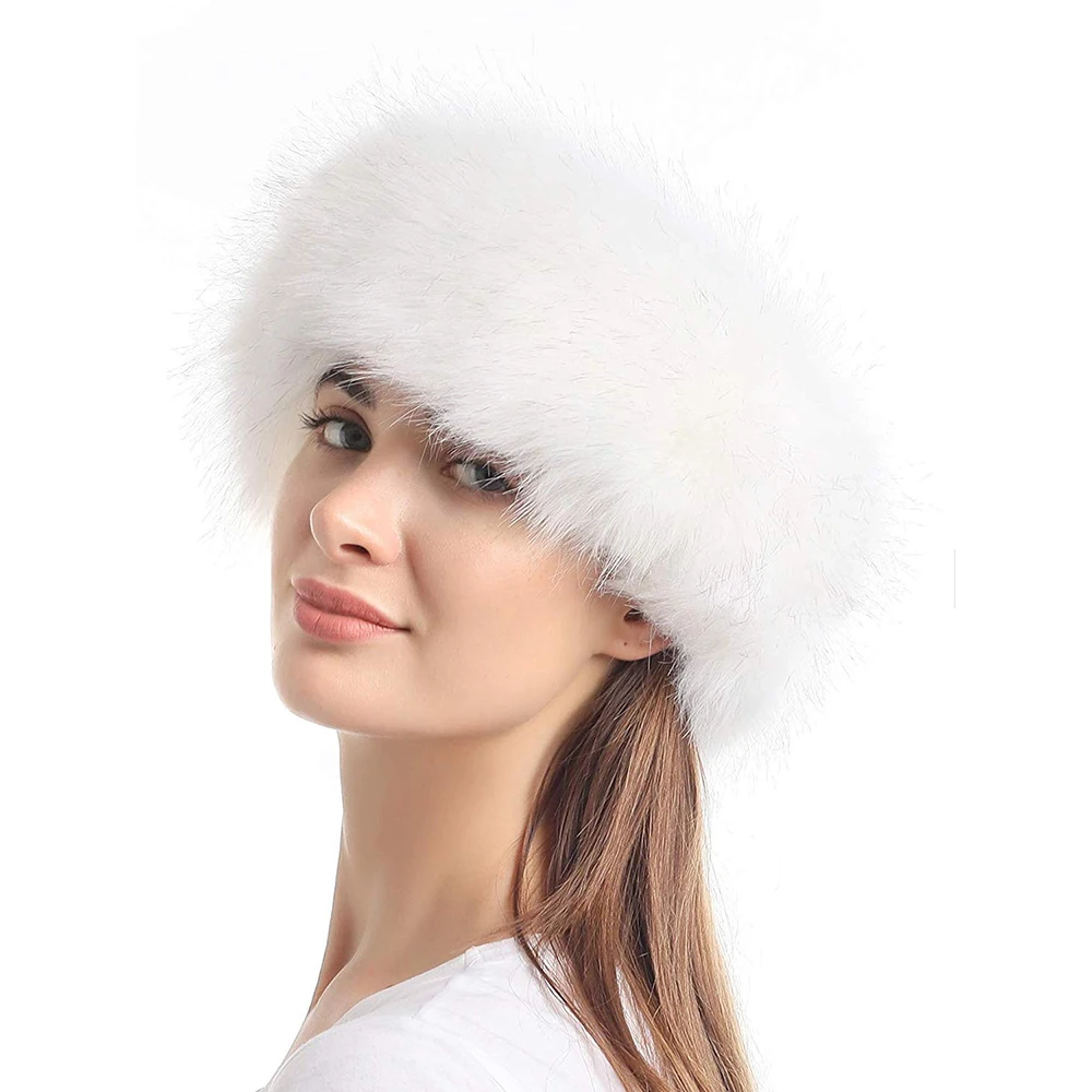 Faux Fur Headband with Elastic for Women's Winter Russian Style Earwarmer Earmuff