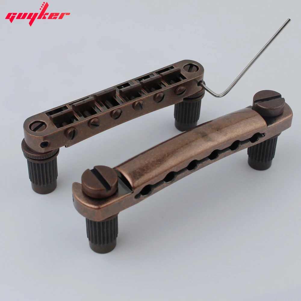 Guitarra barra de parada tailpiece com âncoras + tune o matic studs cor bronze para lp sg guitarras