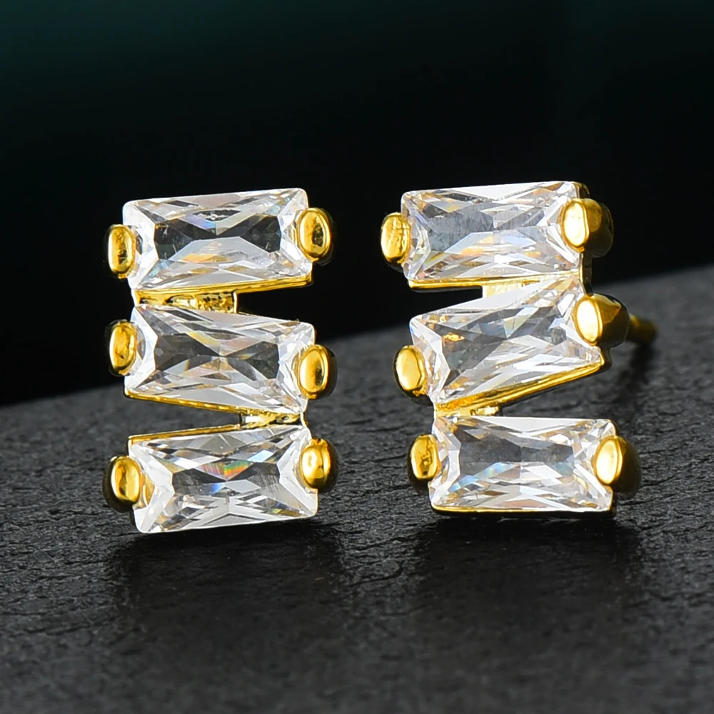 GODKI 18mm Luxury Geometry Stack Stud Earrings for women Wedding Cubic Zircon Dubai Trendy Earrings boucle d'oreille femme 2020