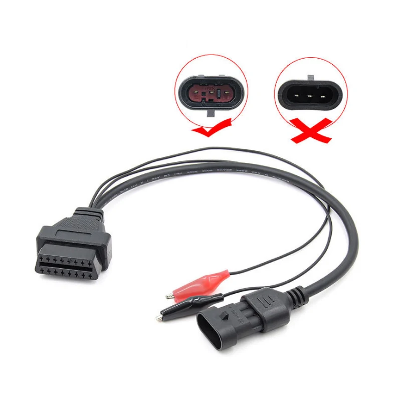 For  Fiat / Alfa/ Lancia 3 Pin to 16 Pin OBDII OBD2 connector Adapter Auto- Car Cable For Fiat 3pin Female Diagnostic Cable