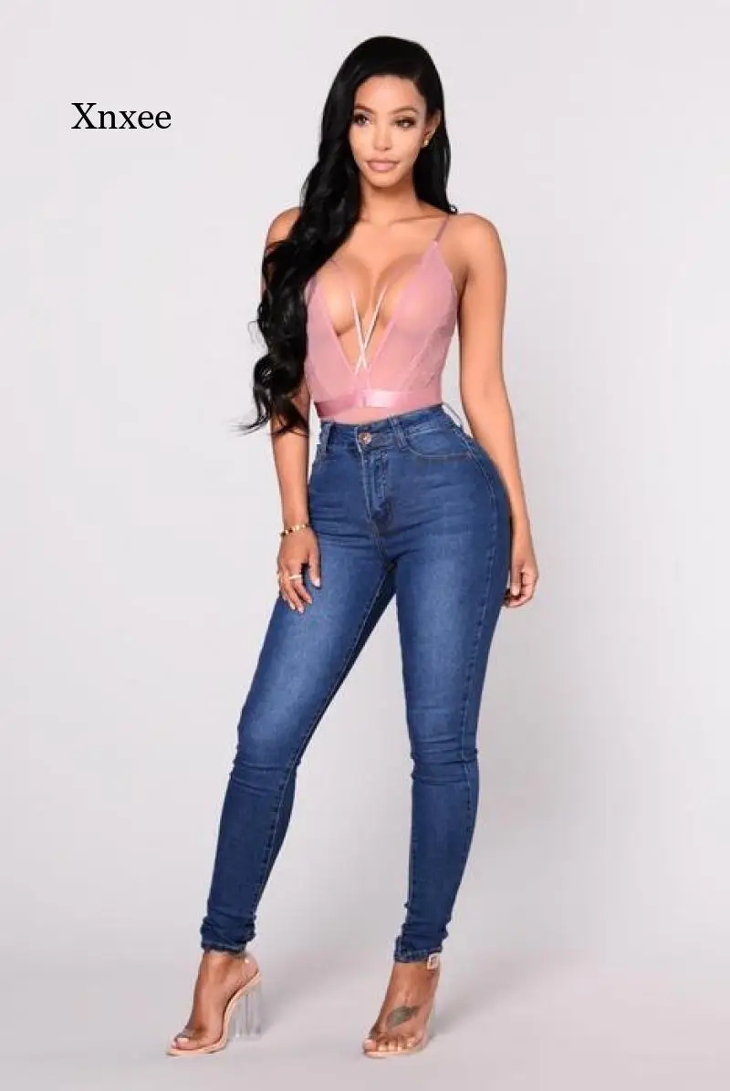 

Women's Jeans High Waist Push-Up Jeans High Stretch Large Size Stretch Mother Jeans Washed Denim Skinny Pencil Pants
