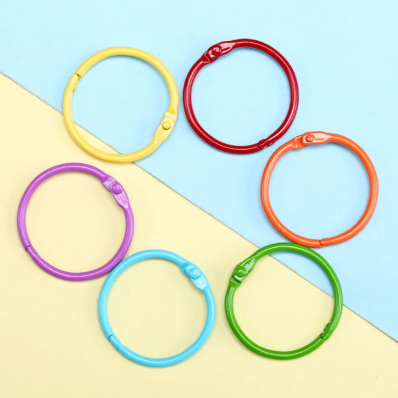 12pcs Metal Book Rings 30mm Colors Loose Leaf Binder Ring Book Hoops DIY Albums School Craft Hoop Office Binding Supplies