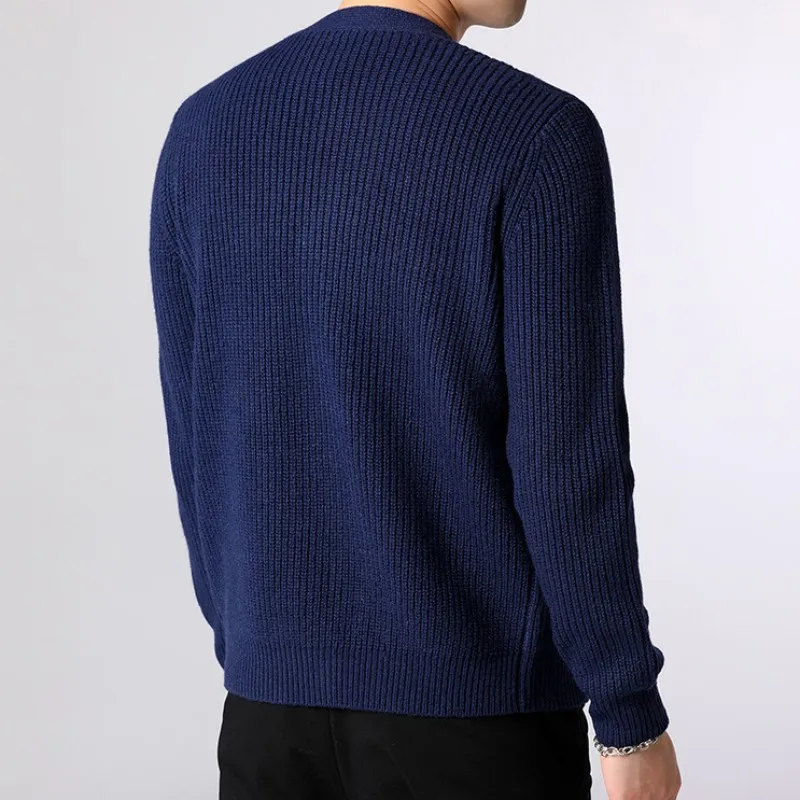 Mens V คอเดี่ยว Breasted เสื้อสเวตเตอร์ถักแขนยาวสบายๆถัก Outwear เสื้อสี SLIM FIT Man เสื้อถัก TOP cardigans