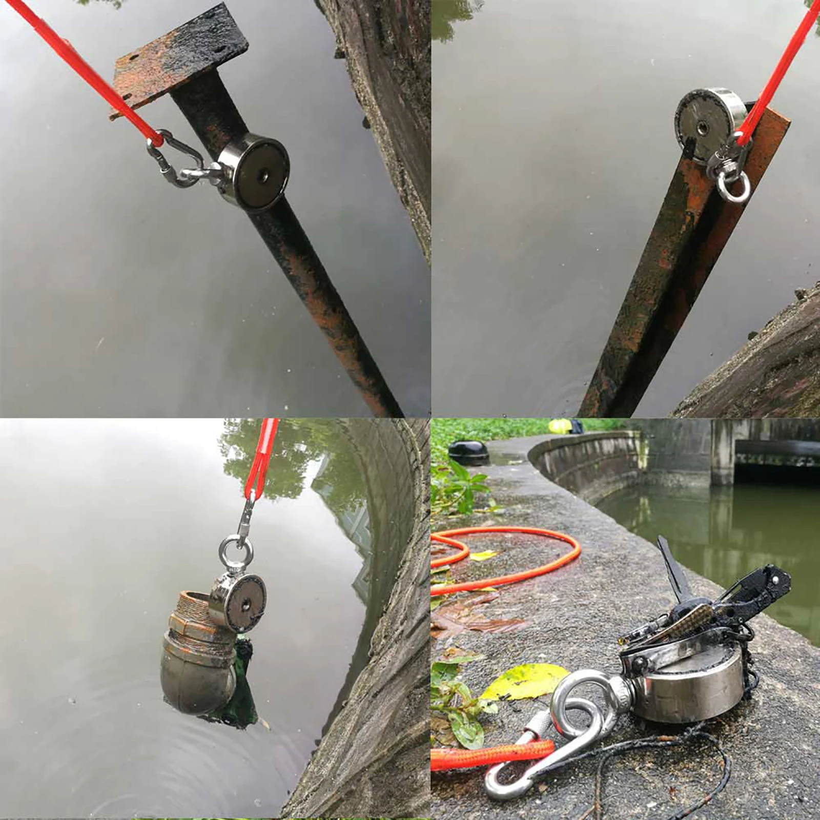 Two Side Strong Fishing Magnet Set 160KGX2 160KG Rotatable Salvage Magnetic Detecting Pot Metal Treasure Hunting