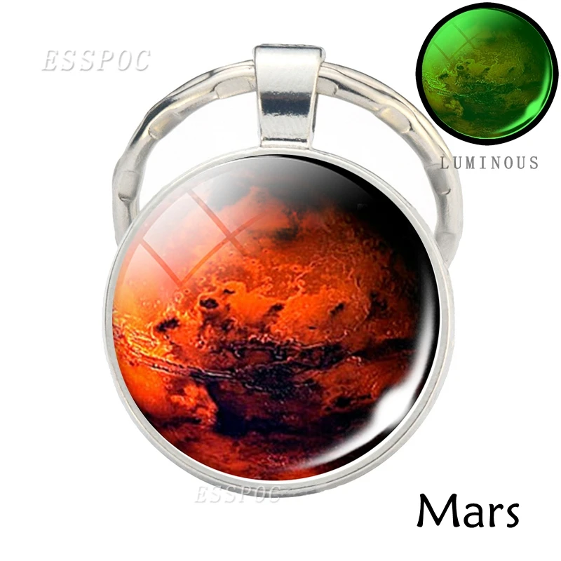 Luminous Keychain Solar System Planet Keyring Galaxy Nebula Moon Earth Sun Jupiter Glass Cabochon Key Chain Glow In The Dark