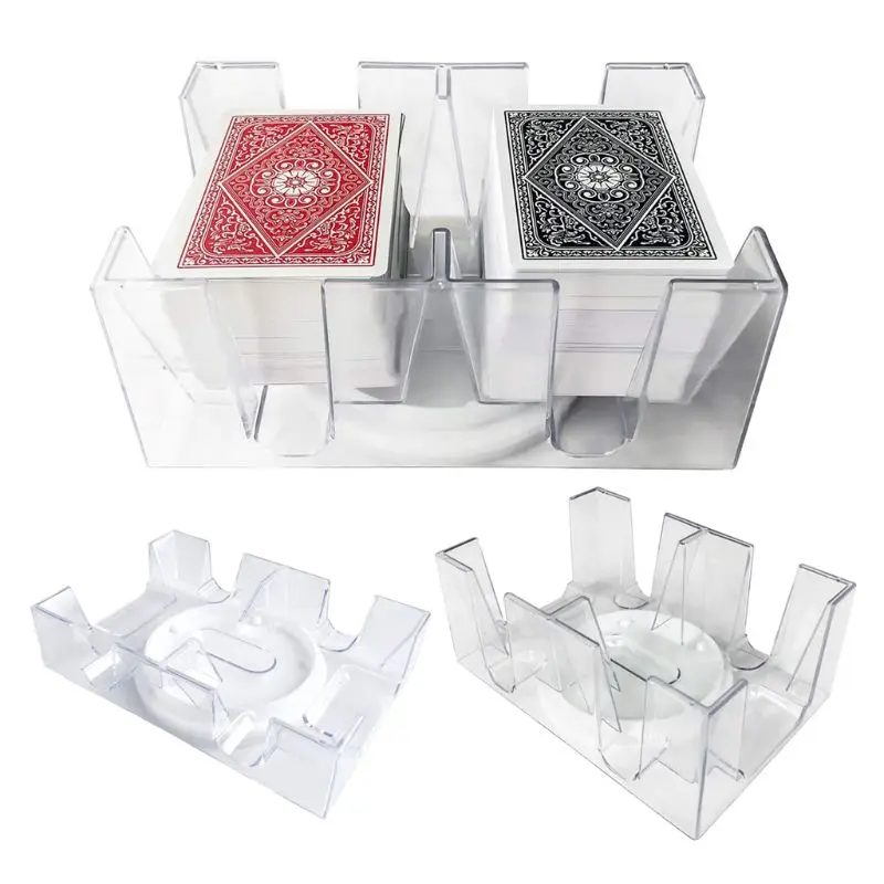 2/6 Deck Transparent Poker Card Box PC Playing Card Stand with Rotating Tray Casino Party Board Game Props Drop Ship