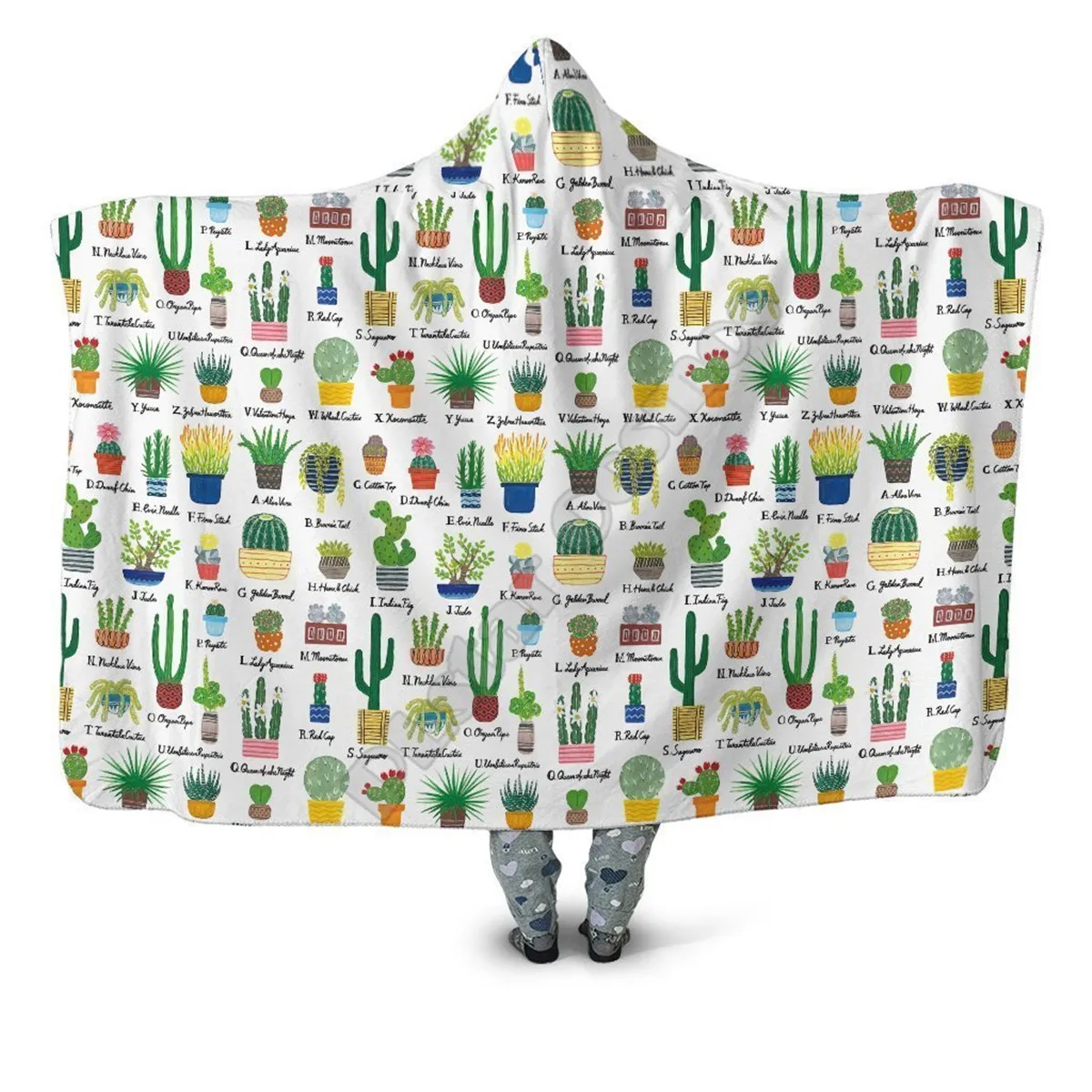 

Beautiful Cactus 3d Printed Hooded Blanket Adult Kids Sherpa Fleece Blanket Cuddle Offices in Cold Weather Gorgeous 01