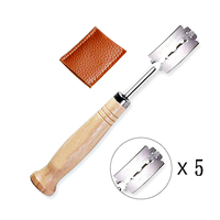 Plastic/Wooden Bread Lame Tools Bakery Scraper Bread Knife/Slicer/Cutter Dough Breads Scoring Lame with Blades Arc Curved Knife