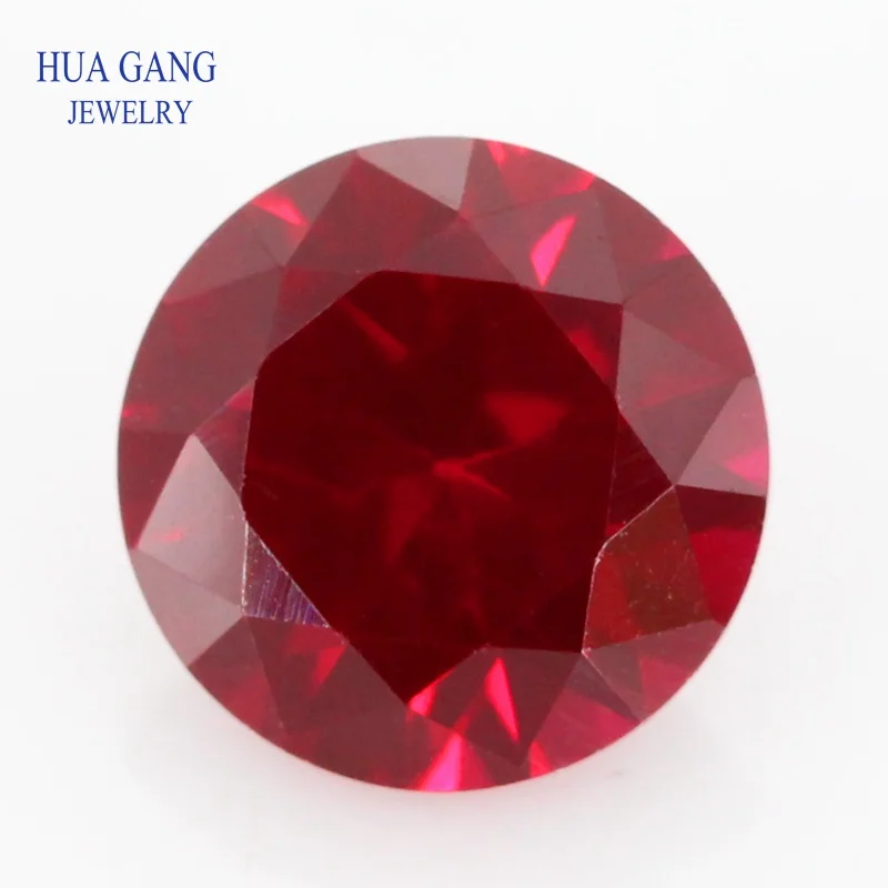 8# Ruby Synthetic Corundum Gems Stone 0.8-12mm Round Brilliant Cut Synthetic Corundum Red Stone Gems For Jewelry