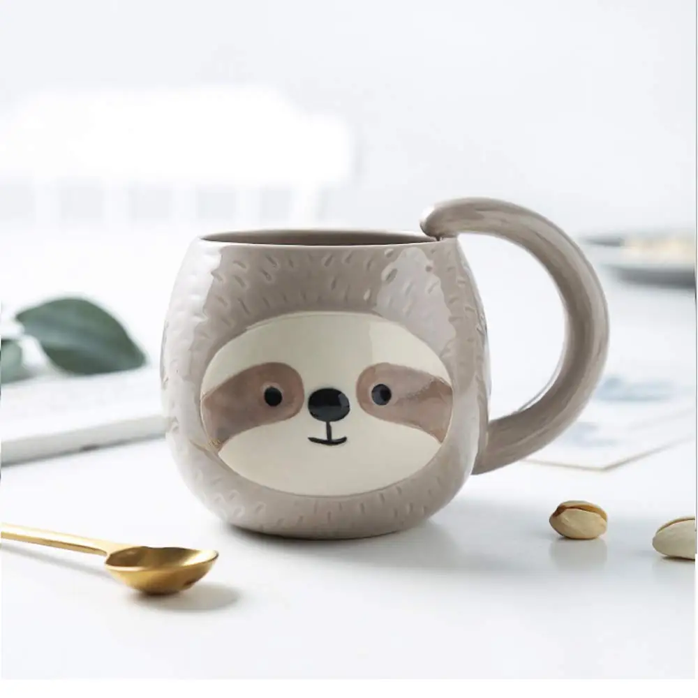 Sloth cup 400ML milk Glass mugs,Milk Tea Breakfast mug coffee Cup mugs for tea,christmas mug Drinkware unique gift  animal mug