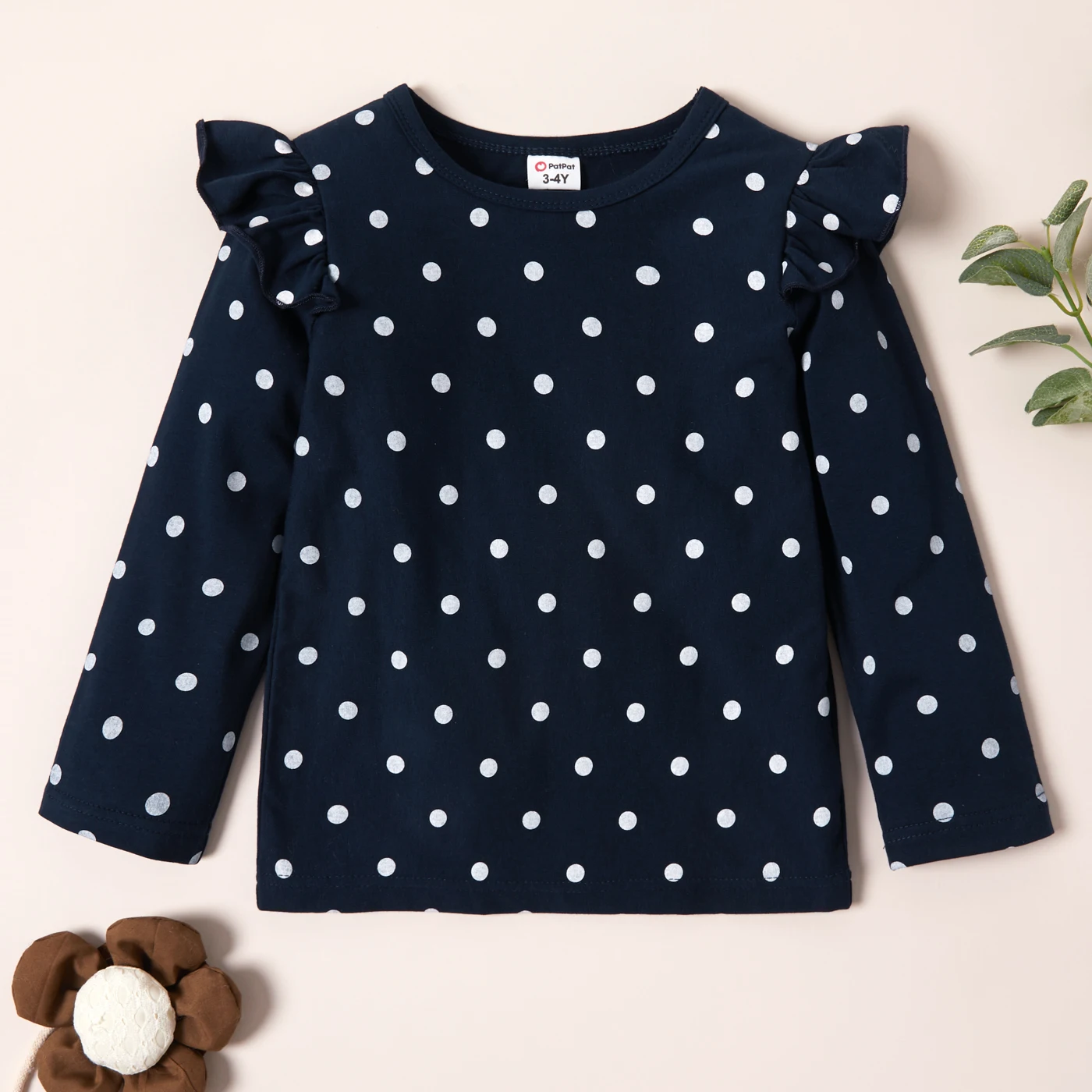 PatPat 3-pack Mädchen T-shirt 3 stücke T-shirts Herbst Und Frühling Floral Dots Lange-sleeve Top Tee Sets kinder Kleidung