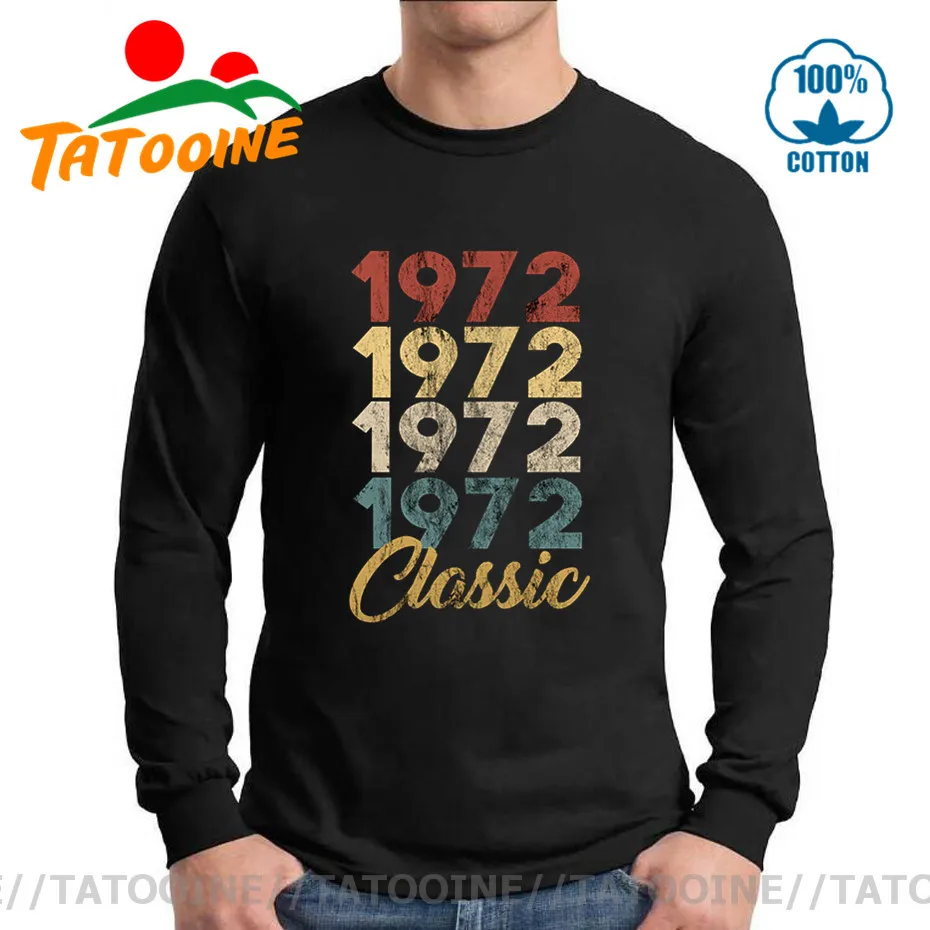 

Ретро 1970-х годов, винтажная классическая футболка 1972, мужская футболка с длинным рукавом на день рождения 1972, забавная футболка Made in 1972, футболка