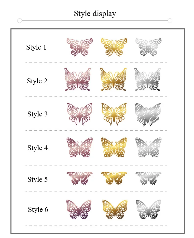 12-teiliges Set Simulierte Hohle Schmetterling-Wandaufkleber Hochzeitsdekoration Raumdekoration Selbstklebende Schmetterlings-Aufkleber – Detail 2