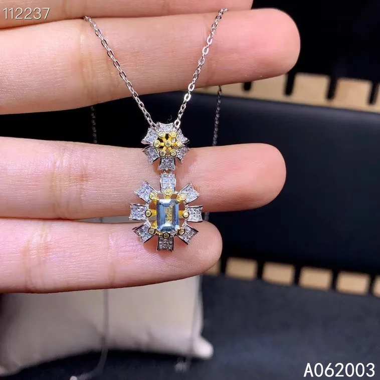 

KJJEAXCMY Fine Jewelry 925 Sterling Silver inlaid Natural Aquamarine Female Miss Woman Pendant Necklace chain luxury