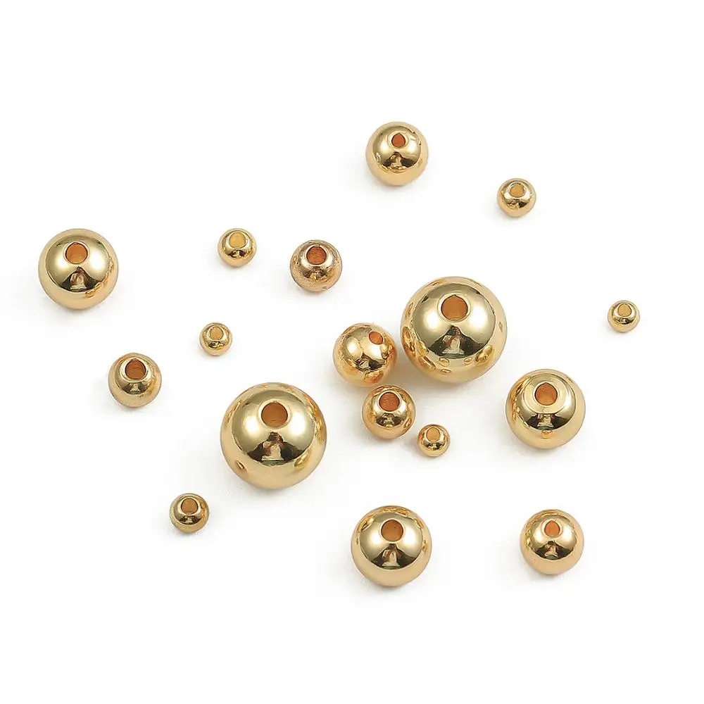 2.5/3/4/5/6/8mm Copper 18k Gold Plated Round Spacer Beads Ball End Seed Metal Beads For Jewelry Making Findings Accessories