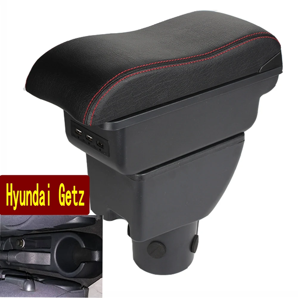 For Hyundai Getz Armrest box Center console Car interior storage Double layer can be charged USB before and after