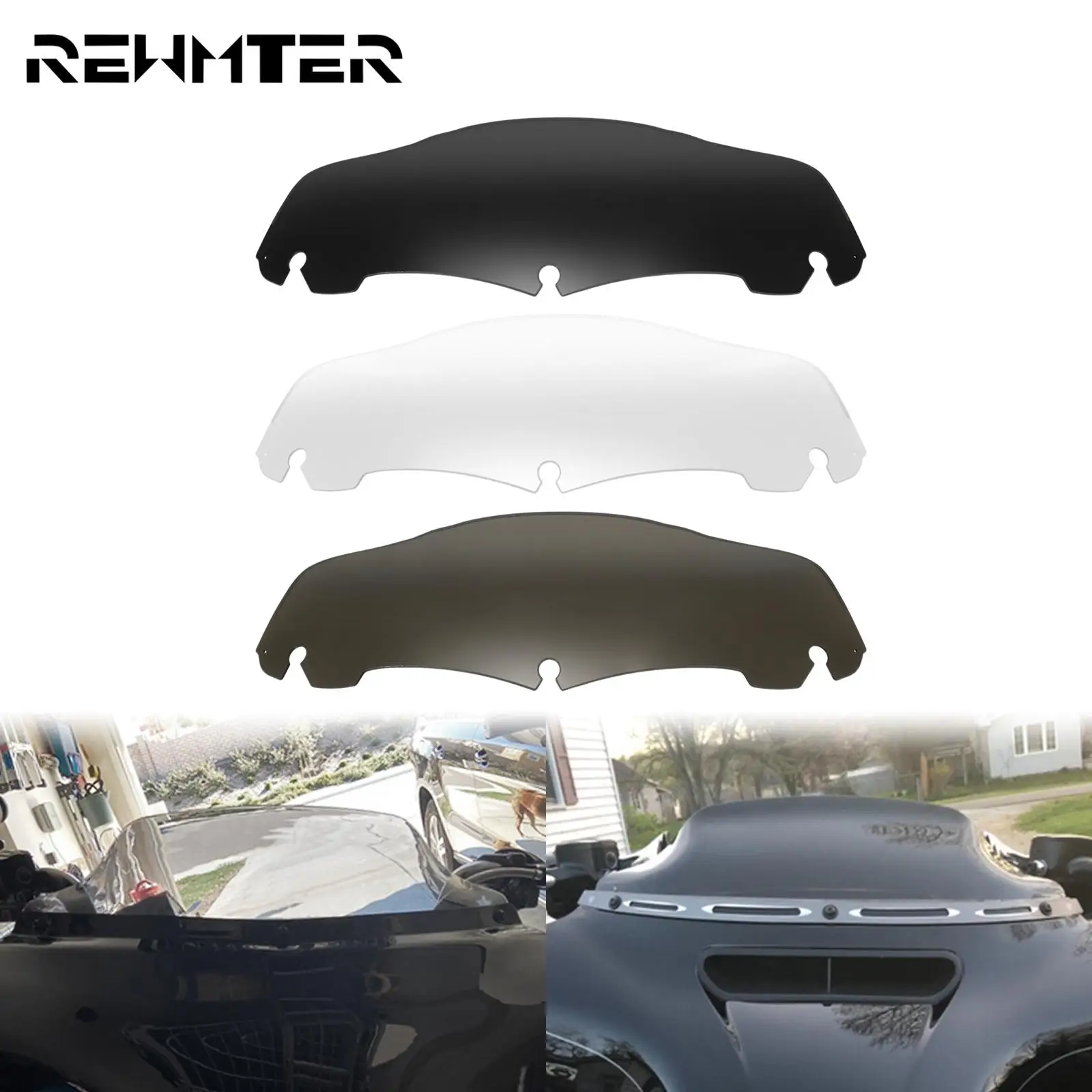 Motorcycle 7'' Windshield Fairing Wind Deflectors Windscreen Black/Smoke/Clear For Harley Touring Street Electra Glide 2014-2021