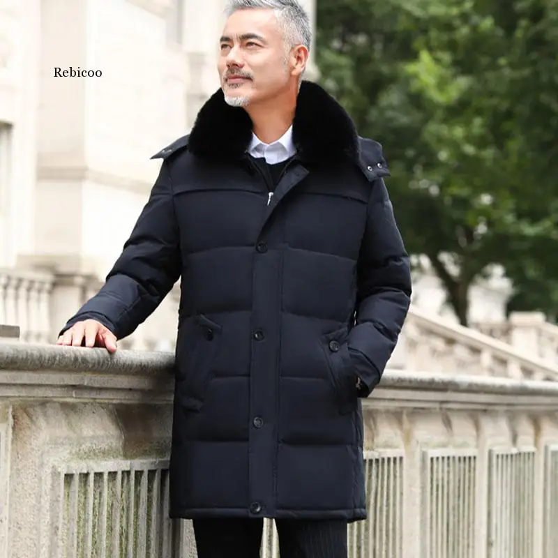 Veste d'hiver longue et épaisse pour homme, manteau chaud de luxe, avec col en fourrure, de haute qualité, nouveau Style, Style moyen-âge, décontracté