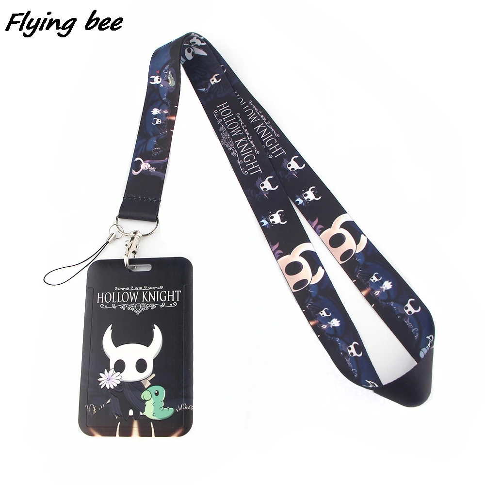 Flyingbee-chaveiro de desenho animado, chaveiro com suporte para cartão de identificação, cordão para usar no carro, crachá, joias para telefone, acessórios de academia x1441