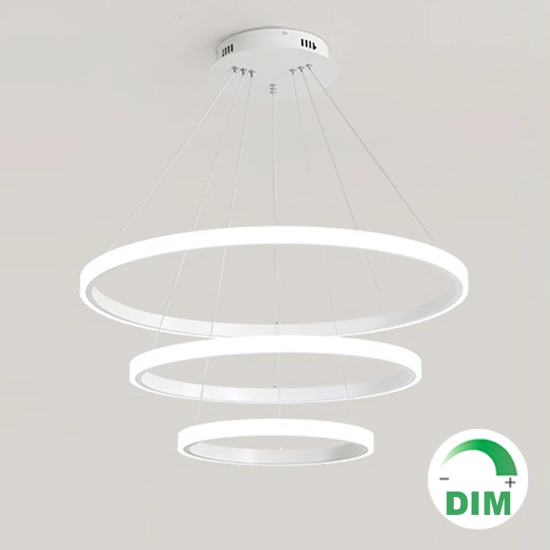 

Black white circular round ring modern LED pendant lamp acrylic PMMA chandelier light annular 1 2 3 ring LED hanging wire lamp