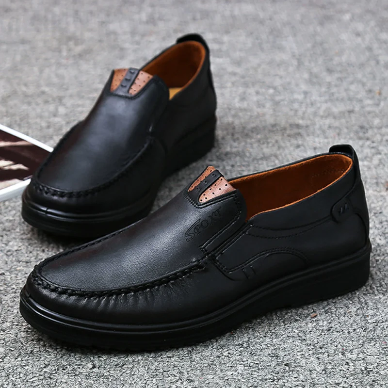 2022 New Men's Leather Shoes Large Size Shoes 38-48 Sneakers Leather Loafers For Men Soft Anti-slip Driving Footwear Spring Shoe