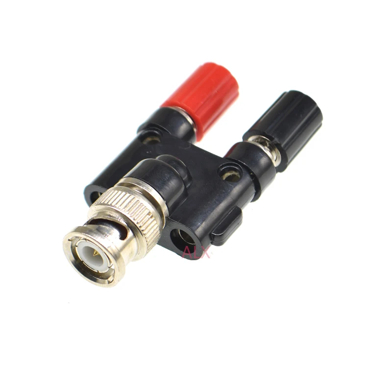 1Pcs BNC male to two dual 4mm Banana binding post jack connector Adapter bnc male to banana female jack