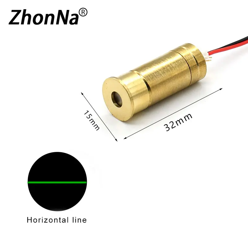 Green Light Laser Module 532nm 45mW Starlight Cross Horizontal Line Metal Laser Head DC2.3-5V Stage Lawn Lights Accessories13*32