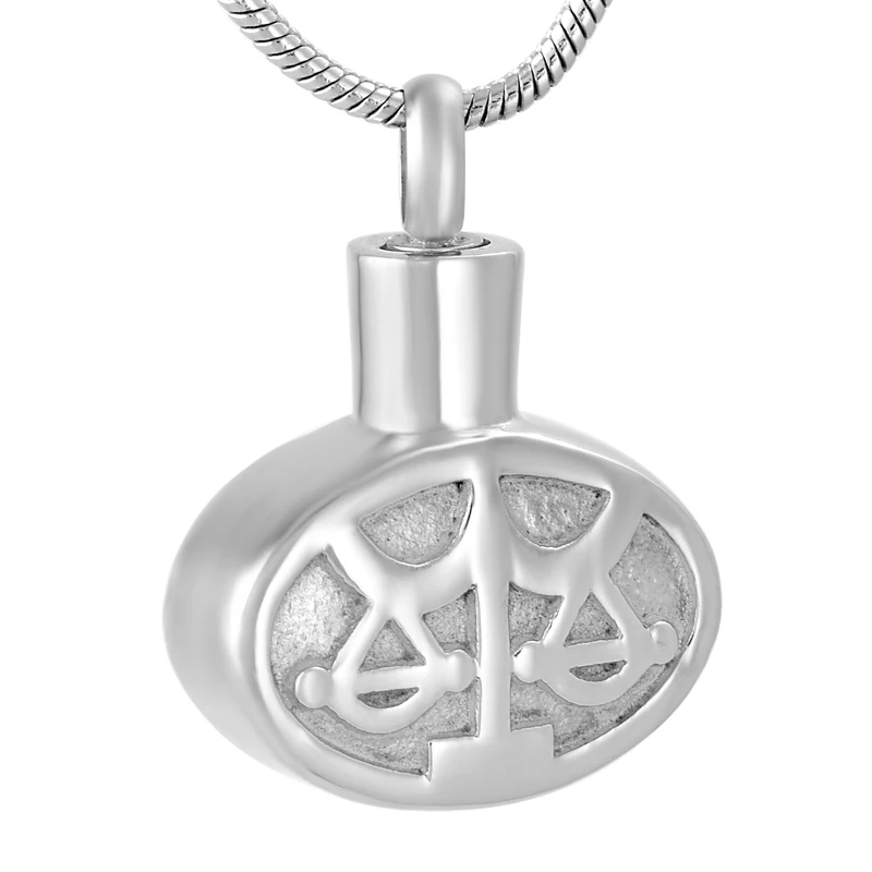 IJD9620 Stainless Steel Cremation Pattern Keepsake Pendant for Ashes Urn Memorial Souvenir Necklace Jewelry