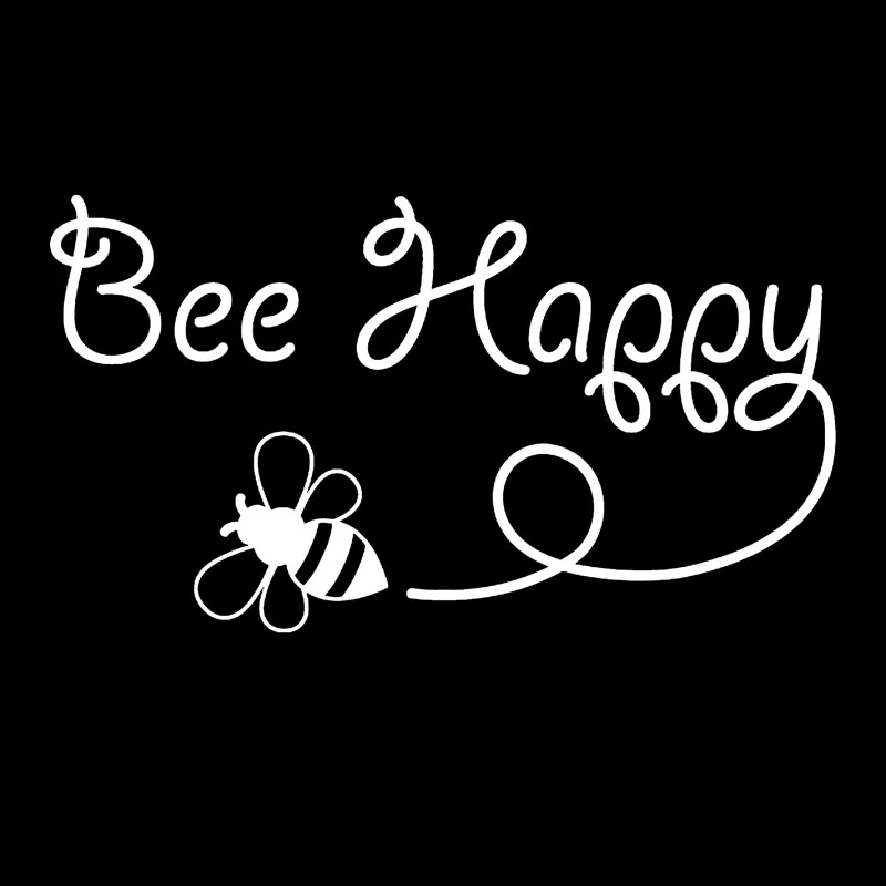 15.4CM*8.5CM Bee Happy Design Art Vinyl Car Sticker Inspirational Decal Black/Silver for Daewoo sticker