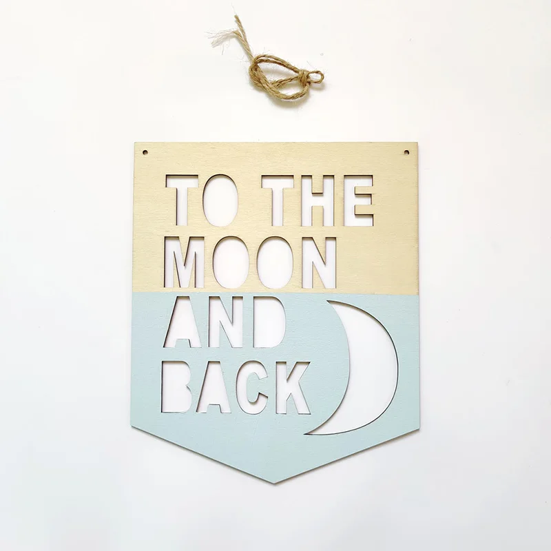 Kids Room Wooden Signs Decorative Wall Plaques Positive Slogan Banner Children Bedroom Decorations I Love U To The Moon And Back
