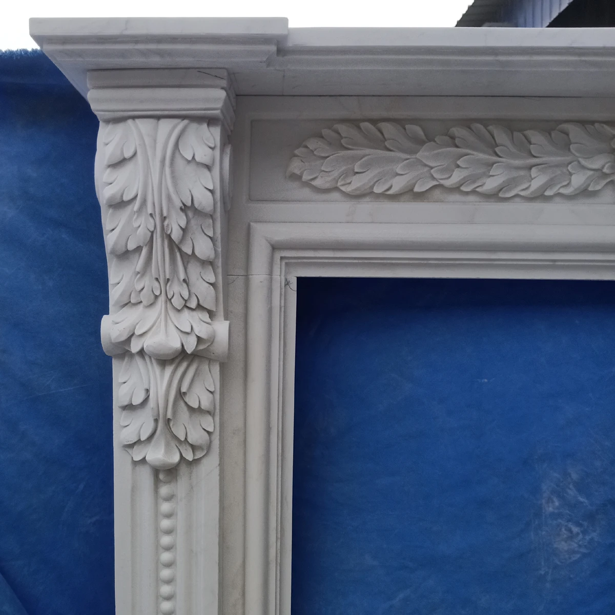 Marble Fireplace Mantel Chimneypiece Frame Carved Stone English Style Living Room Fireplace Surround