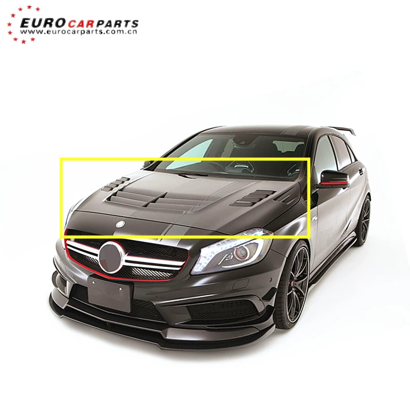 W176 carbon fiber hood fit for A-class W176 A180 A200 A250 sport A45 to VS style full carbon fiber bonnet