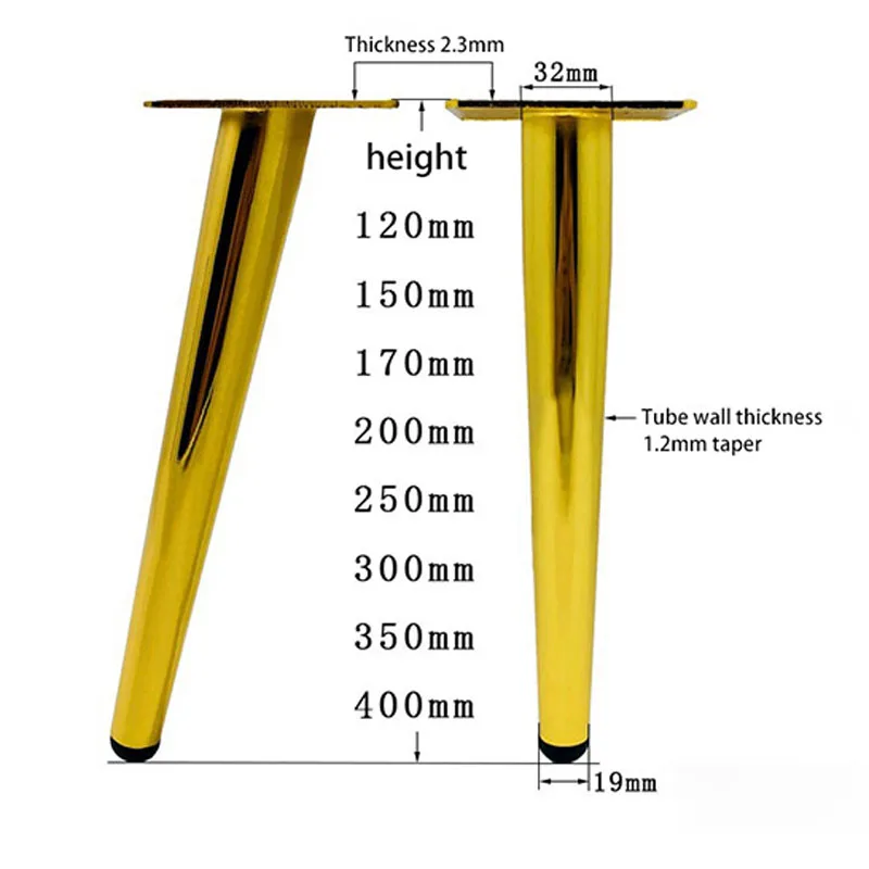 4 قطعة/المجموعة أرجل قطع الأثاث المعادن مدبب أريكة خزانة دولاب طاولة أثاث الساق خزائن جانبية قدم 10/12/15/20/25/30 سنتيمتر